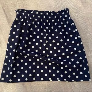 J. Crew Navy and White Polk-a-Dot Skirt